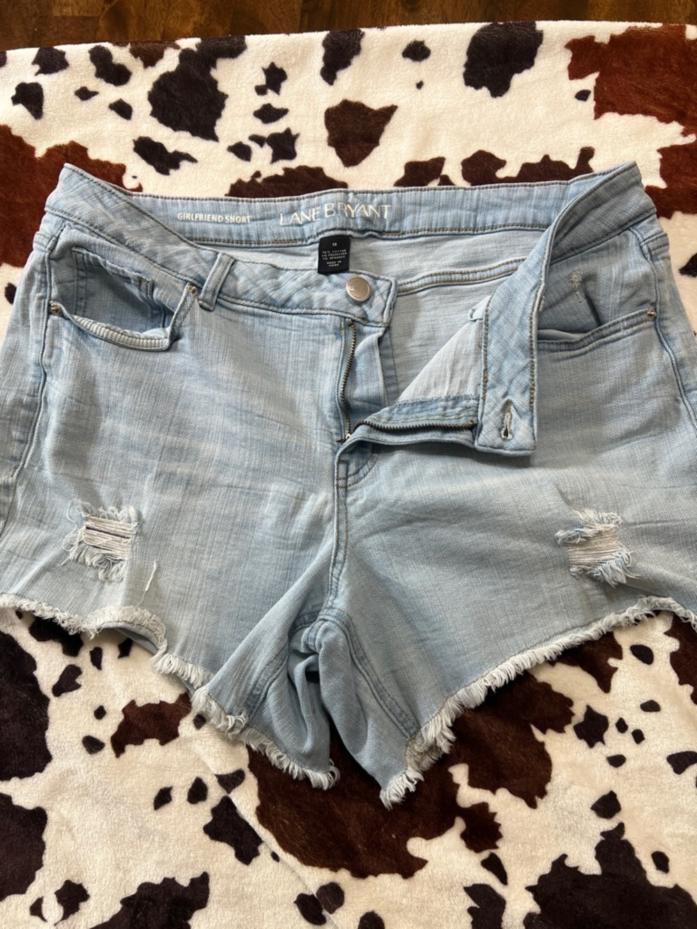 Lane Bryant Light Wash Frayed Girlfriend Jean Shorts